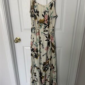 Easel Cream and Brown Spaghetti Strap Sundress
